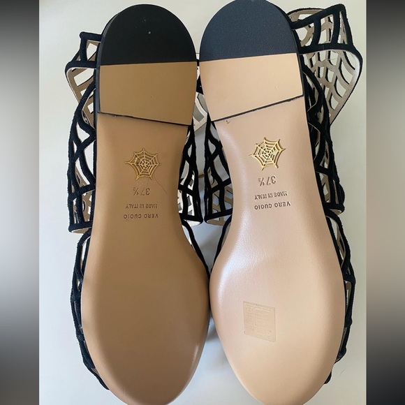 New Charlotte Olympia Miss Muffet Black Spider Web Sandals - Picture 4 of 7